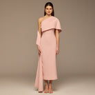 Blush One Shoulder Draped Crepe Dress - shopaleena