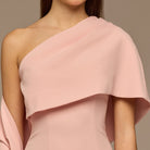 Blush One Shoulder Draped Crepe Dress - shopaleena
