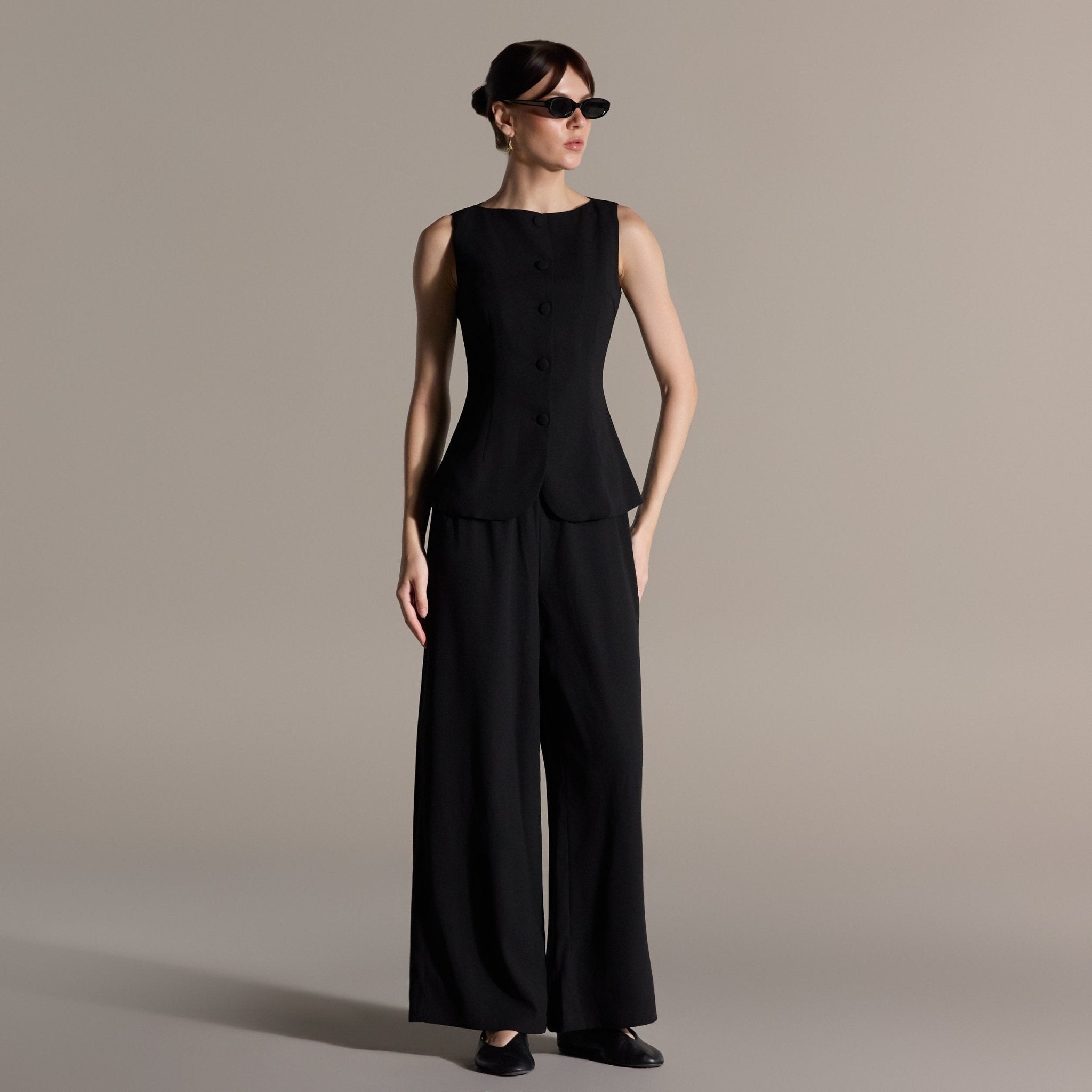 Boat Neck Button-Up Top - shopaleena