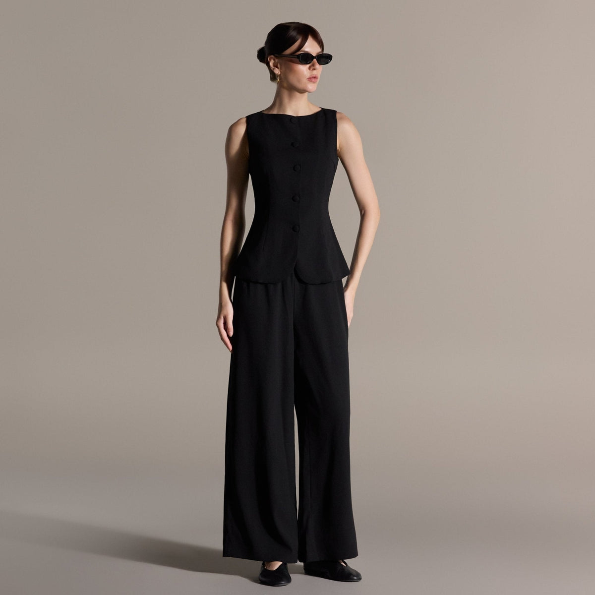 Boat Neck Button-Up Top - shopaleena