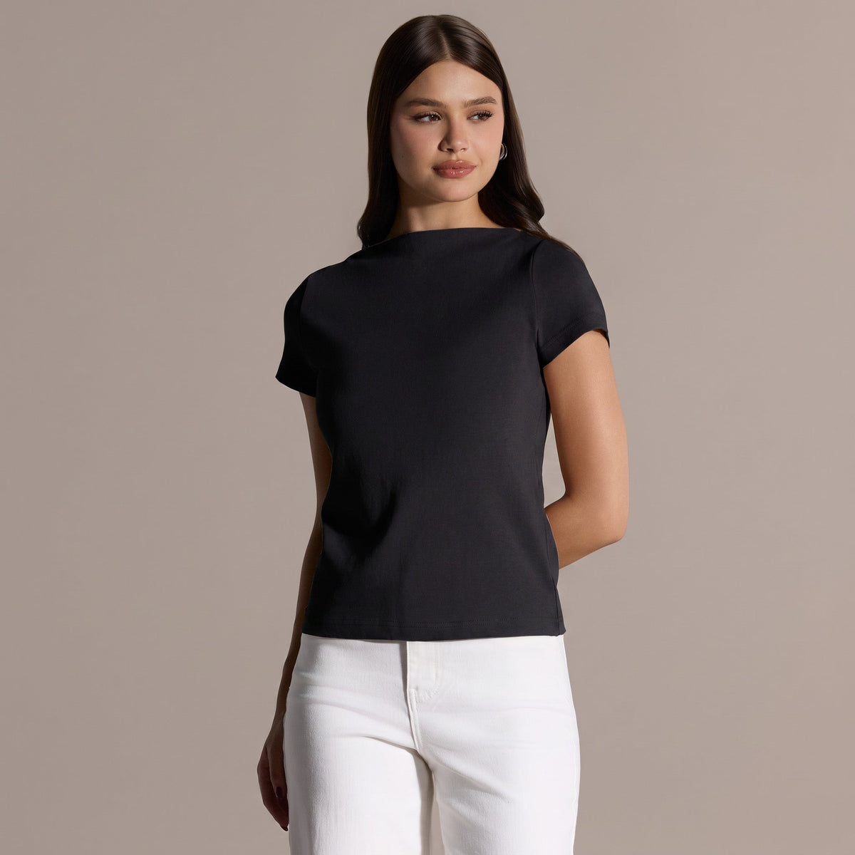 Boat Neck Fitted T-shirt - shopaleena