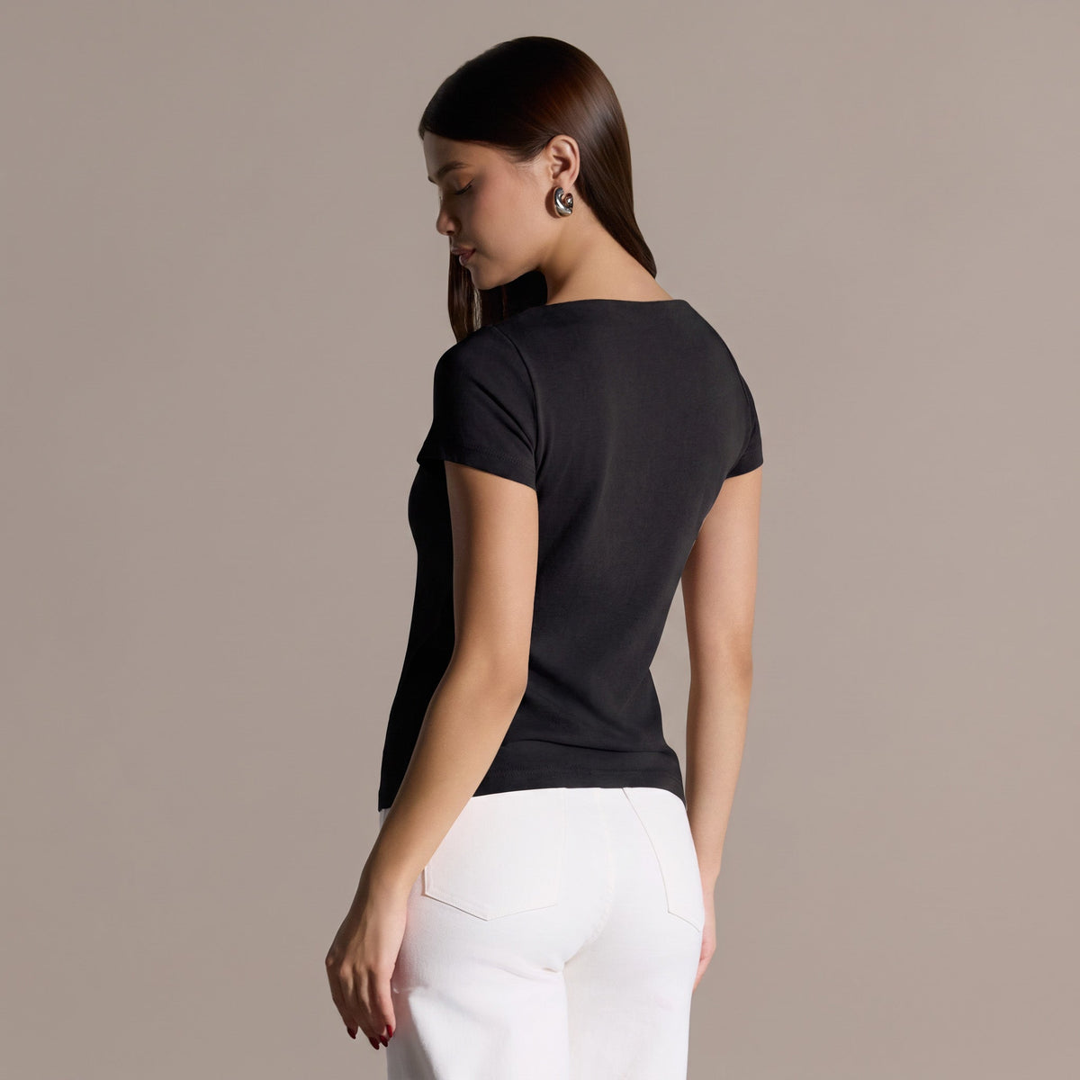 Boat Neck Fitted T-shirt - shopaleena