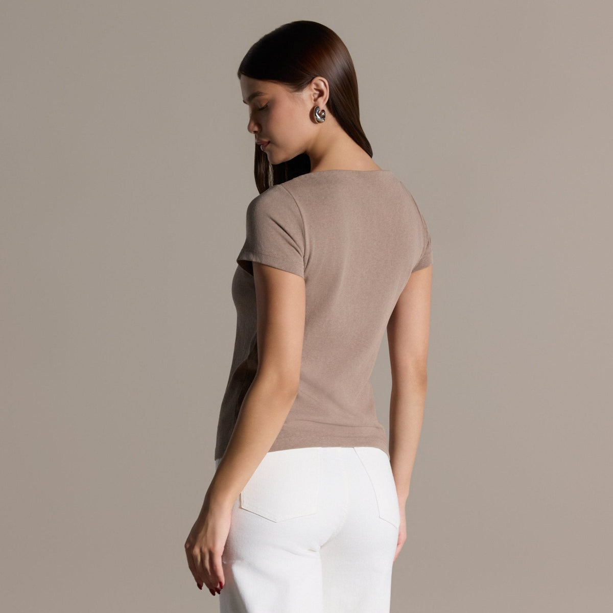 Boat Neck Fitted T-shirt - shopaleena