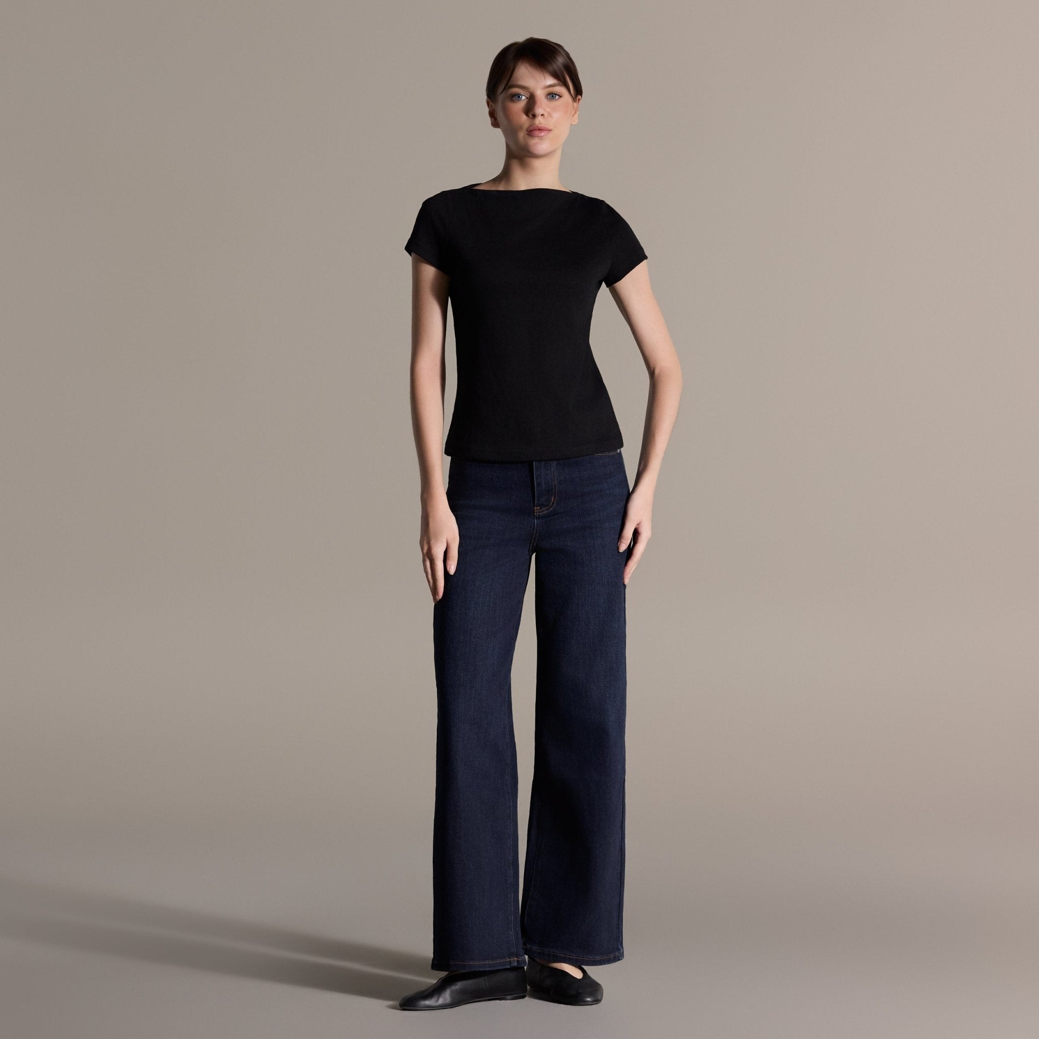 Boat Neck Fitted T-Shirt - shopaleena