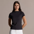 Boat Neck Fitted T-shirt - shopaleena