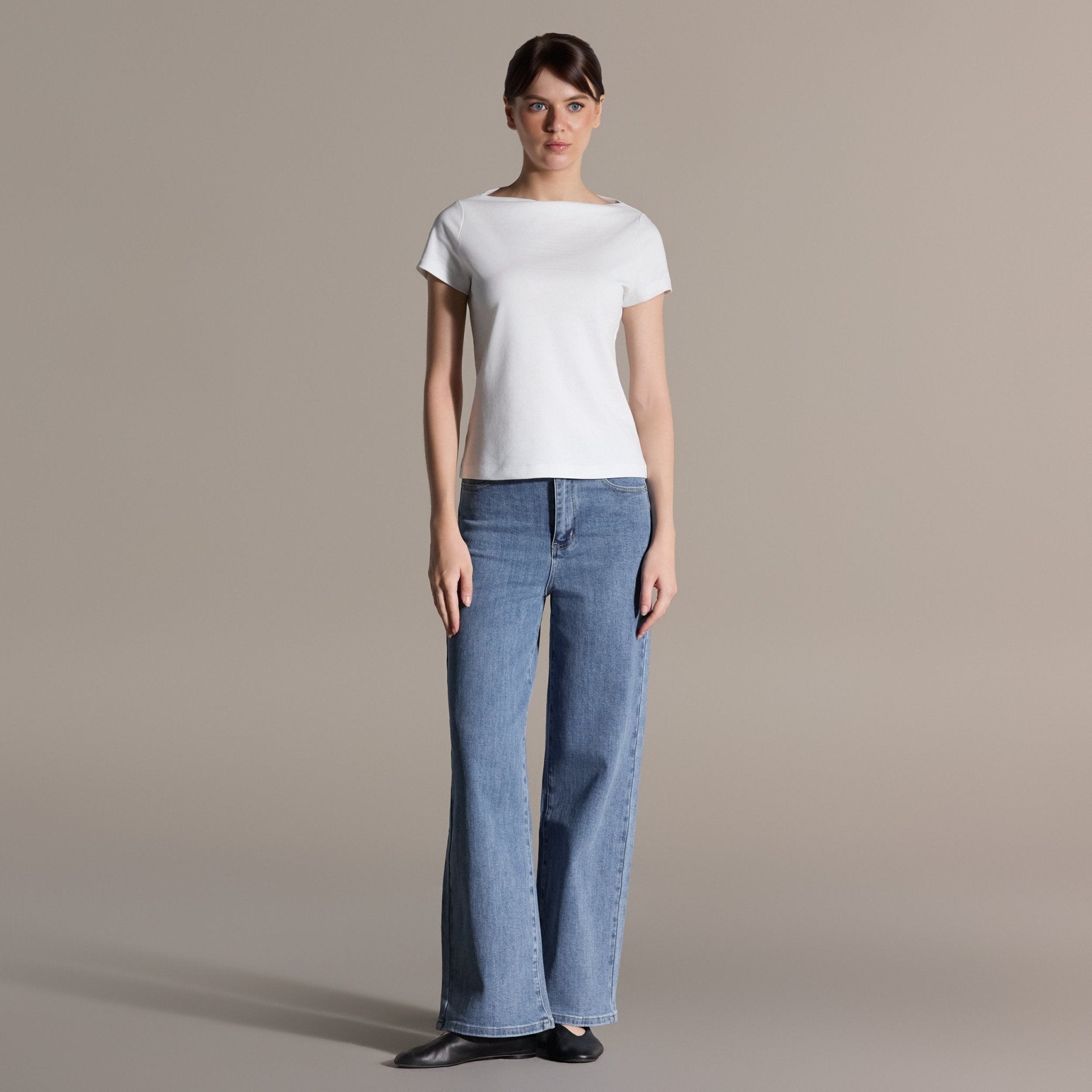 Boat Neck Fitted T-Shirt - shopaleena