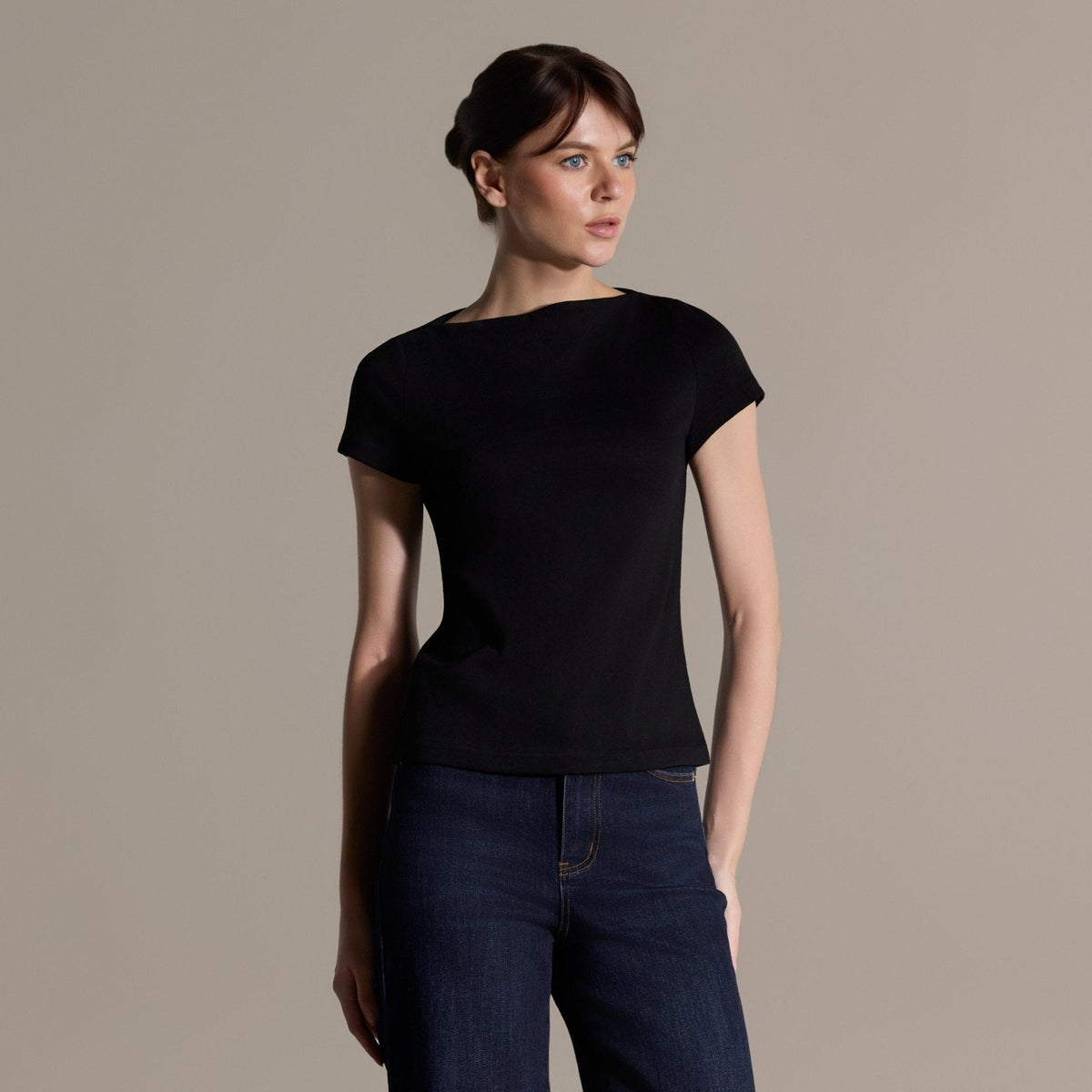 Boat Neck Fitted T-Shirt - shopaleena