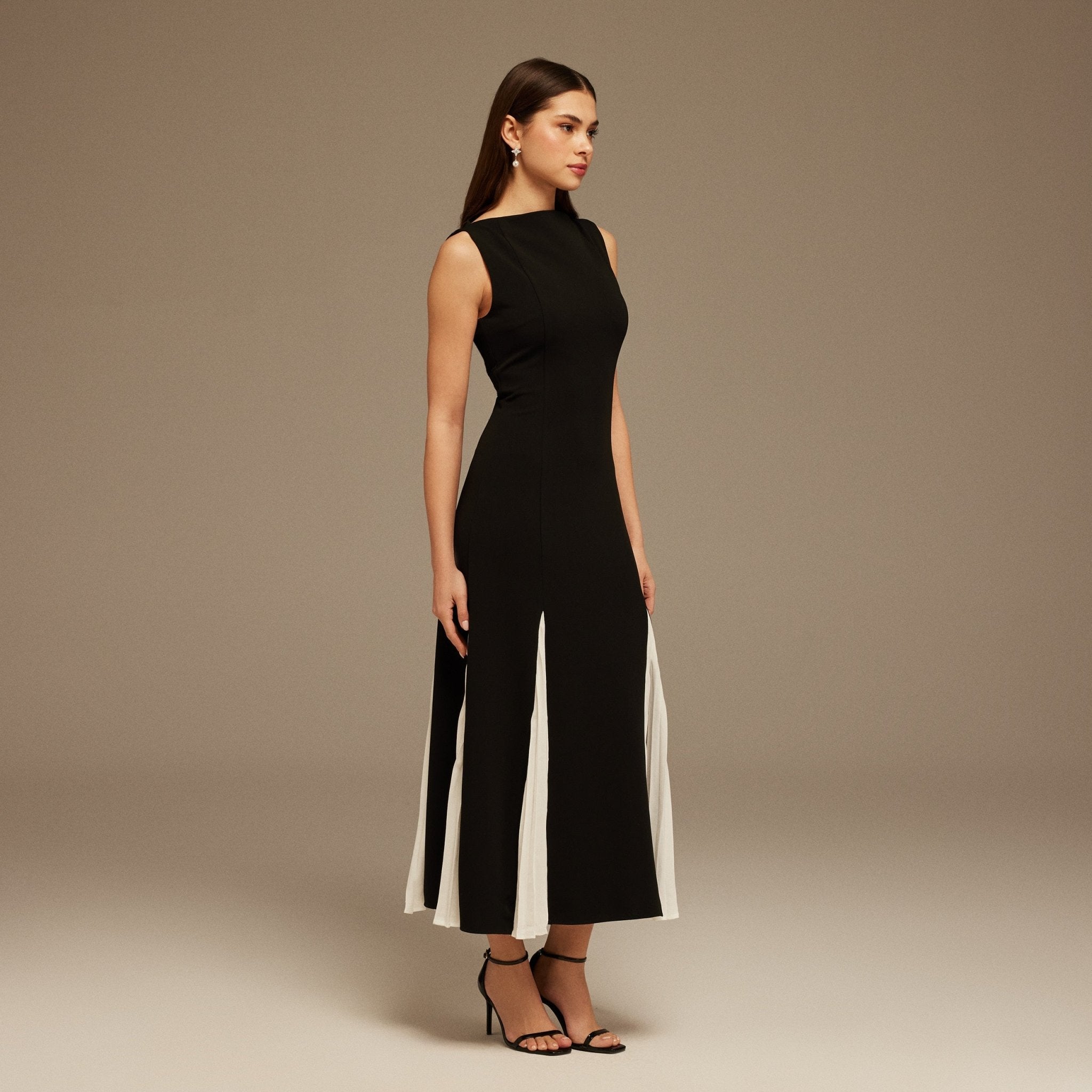 Boat Neckline Long Dress - shopaleena