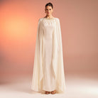 Bodycon Crepe Dress With Cape Effect - shopaleena