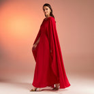 Bodycon Crepe Dress With Cape Effect - shopaleena