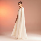 Bodycon Crepe Dress With Cape Effect - shopaleena