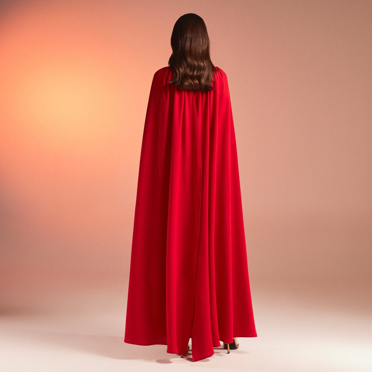 Bodycon Crepe Dress With Cape Effect - shopaleena