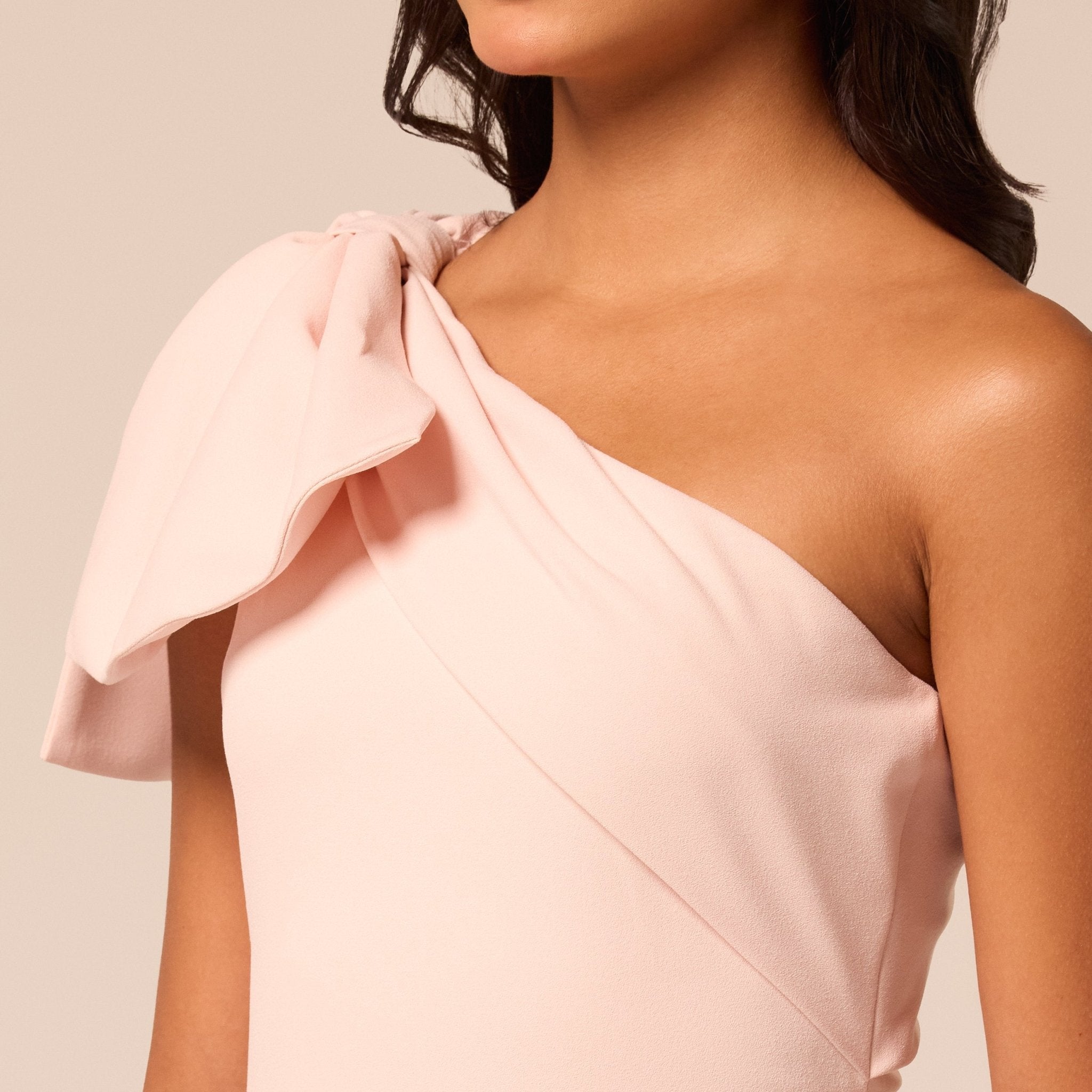 Bow One-Shoulder Crepe Maxi Dress - shopaleena