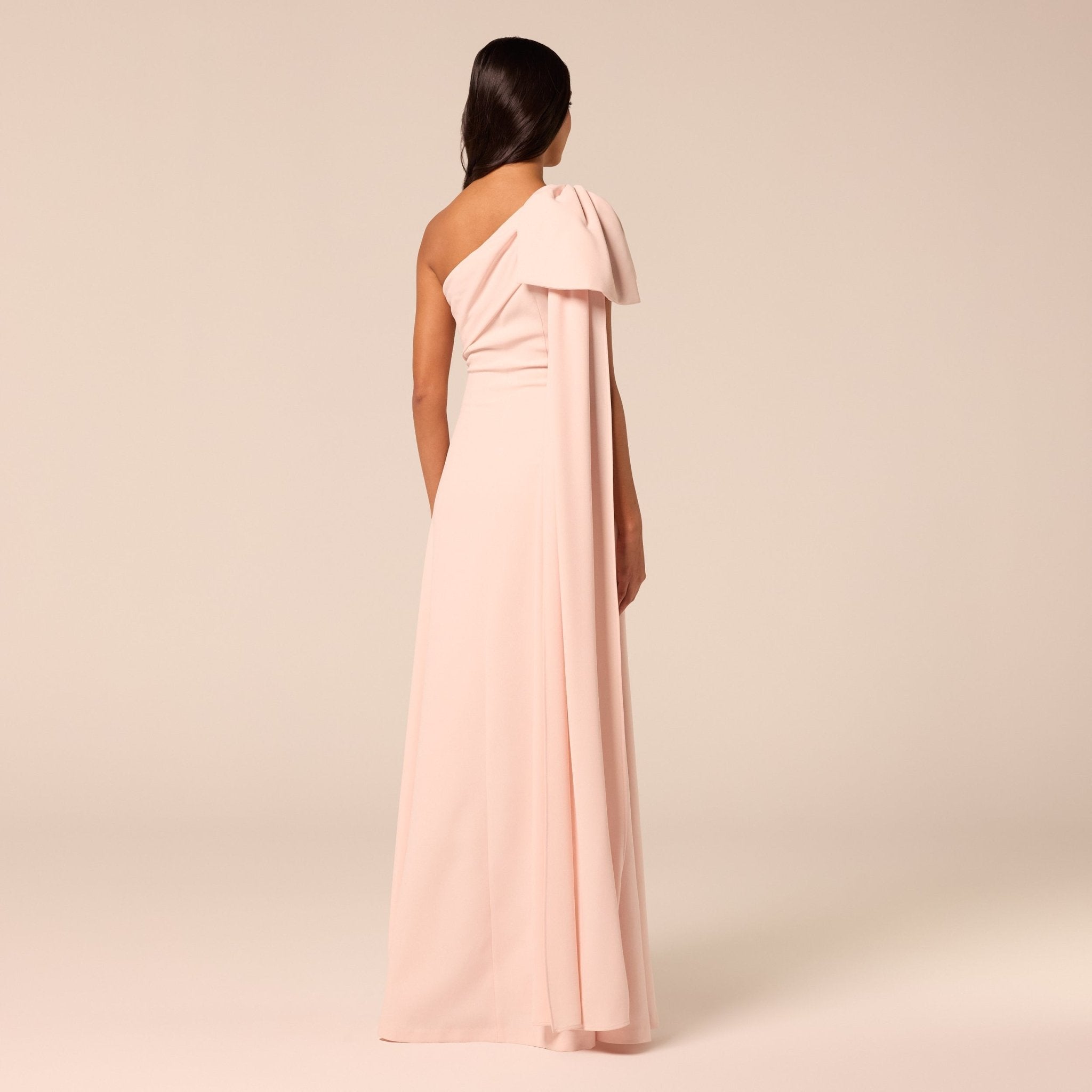 Bow One-Shoulder Crepe Maxi Dress - shopaleena