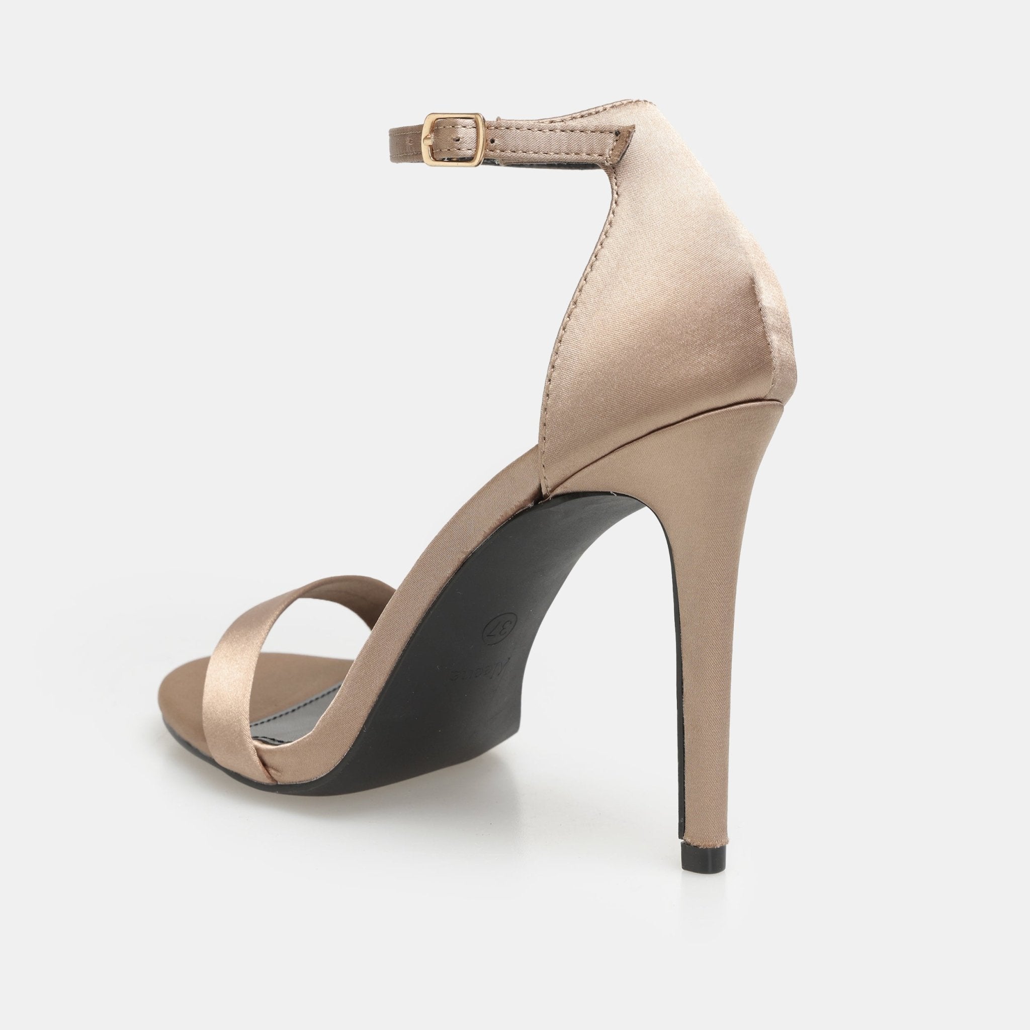 Bronze Satin High Heel Sandals - shopaleena
