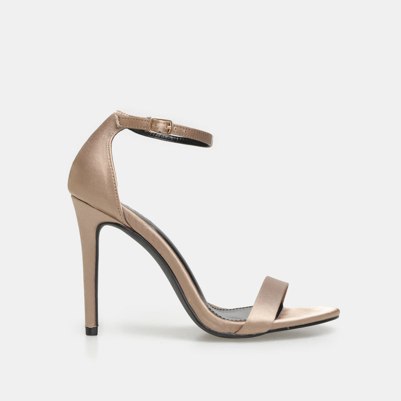 Bronze Satin High Heel Sandals