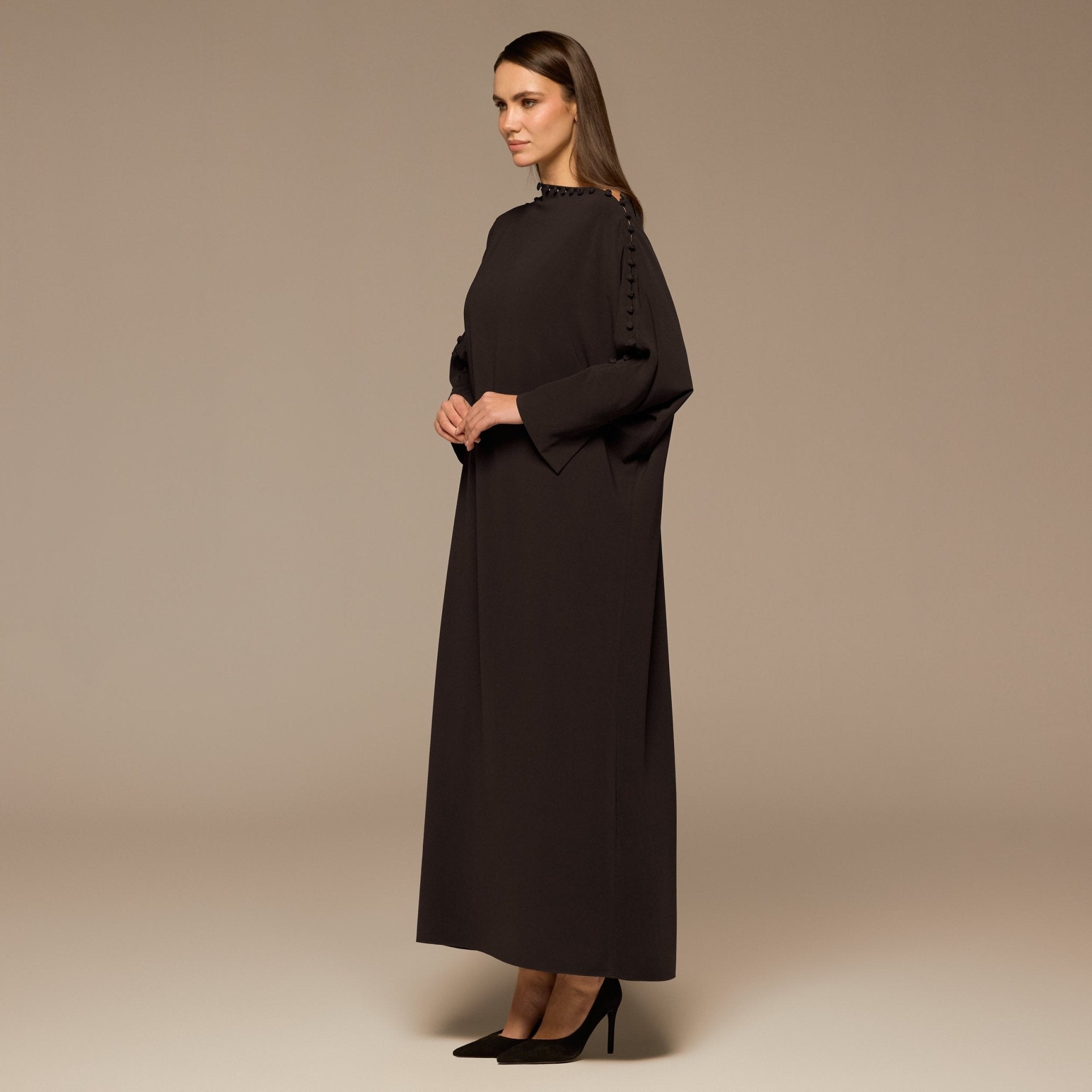Brown Asymmetric Crepe Kaftan - shopaleena