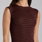 Brown Asymmetric Knit Midi Dress - shopaleena
