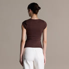 Brown Cap Sleeve Fitted Top - shopaleena