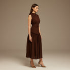 Brown Chiffon Maxi Dress - shopaleena