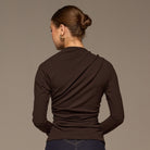 Brown Draped Crepe Blouse - shopaleena