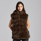 Brown Faux Fox Fur Vest - shopaleena
