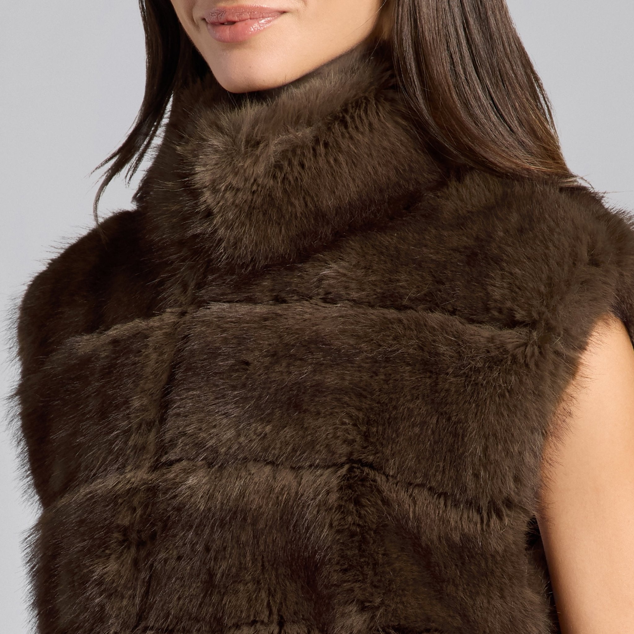 Brown Faux Fox Fur Vest - shopaleena