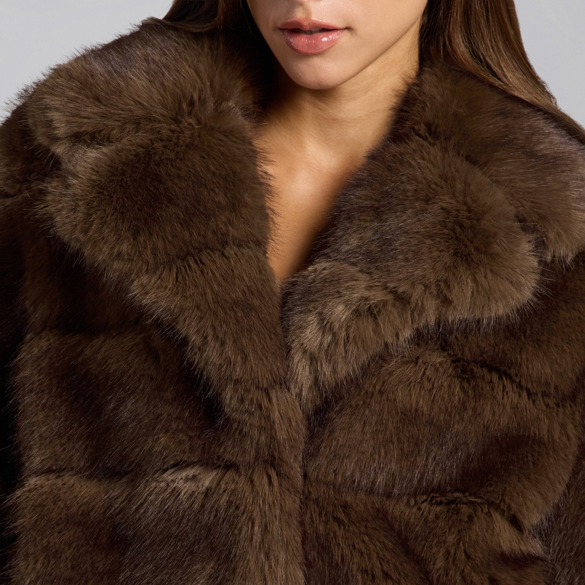 Brown Faux Sable Fur Jacket - shopaleena