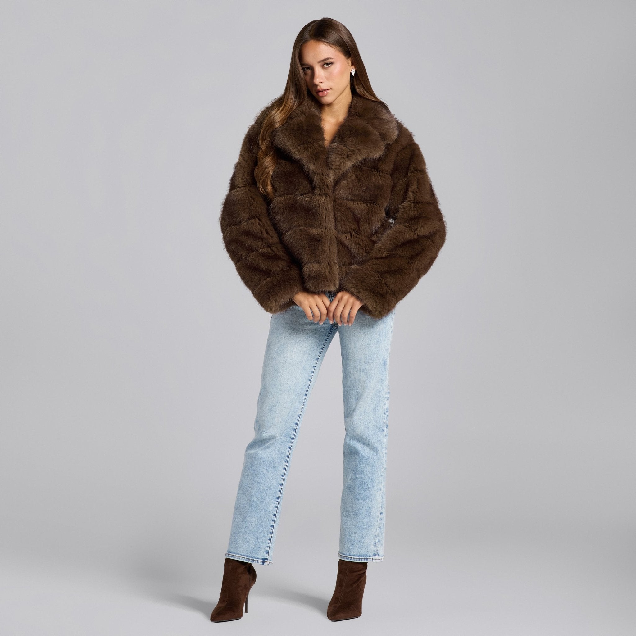 Brown Faux Sable Fur Jacket - shopaleena
