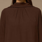 Brown High Neck Long Flared Sleeve Maxi Dress - shopaleena