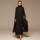 Brown High Neck Long Flared Sleeve Maxi Dress - shopaleena