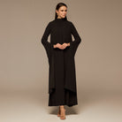 Brown High Neck Long Flared Sleeve Maxi Dress - shopaleena