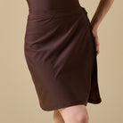 Brown Knee Length Swim Skirt - shopaleena