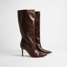 Brown Leather High Heel Knee - High Boots - shopaleena
