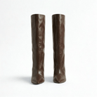 Brown Leather High Heel Knee - High Boots - shopaleena