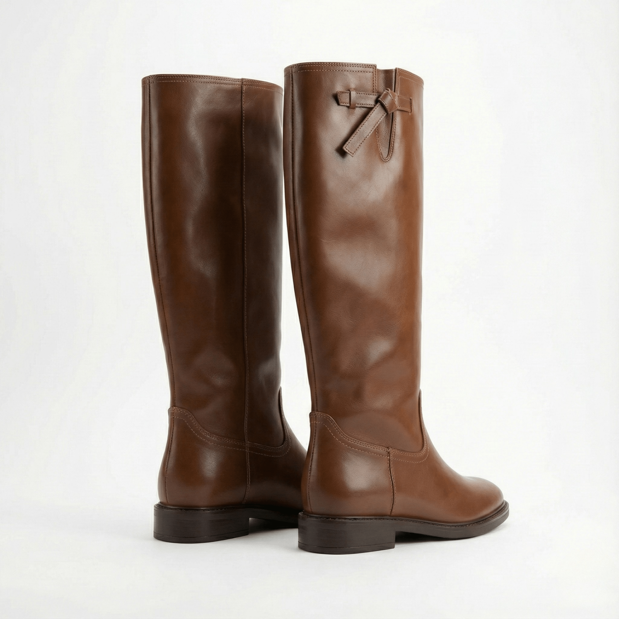 Brown Leather Knee - High Boots - shopaleena