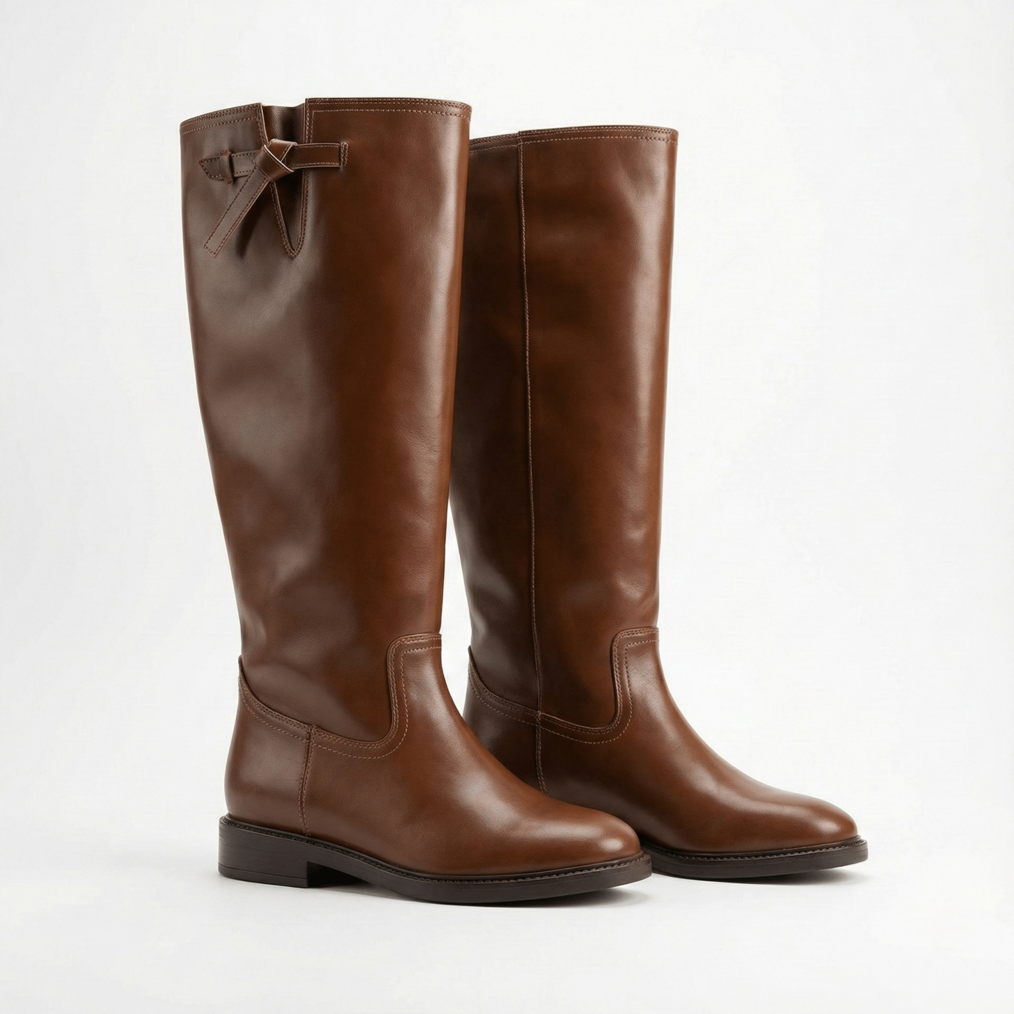 Brown Leather Knee - High Boots - shopaleena