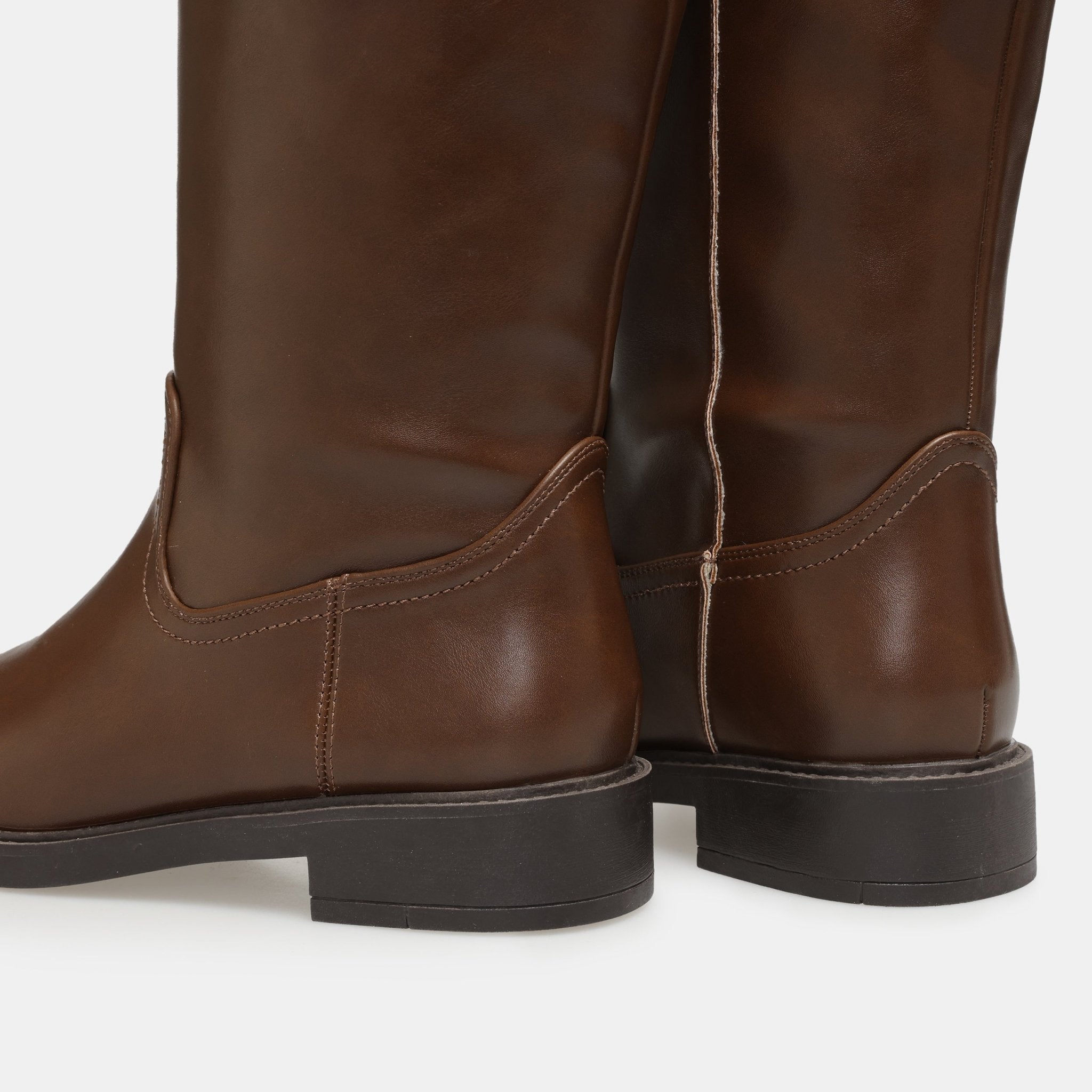Brown Leather Knee - High Boots - shopaleena