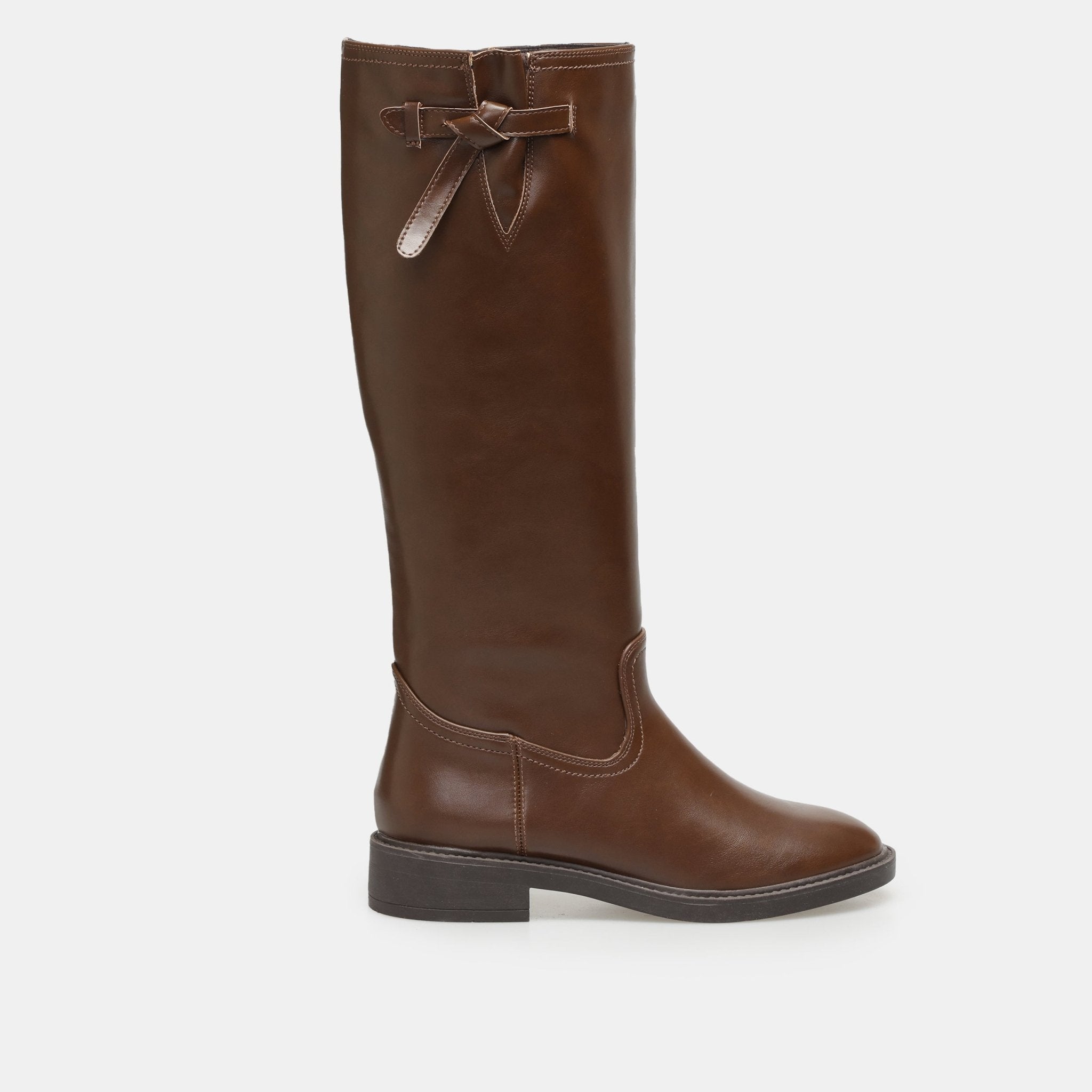 Brown Leather Knee - High Boots - shopaleena