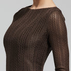 Brown Long Sleeves Godet Maxi Dress - shopaleena