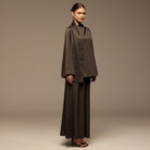 Brown Loose Fit Long Sleeve Satin Blouse - shopaleena