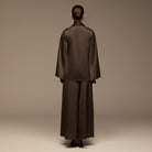 Brown Loose Fit Long Sleeve Satin Blouse - shopaleena
