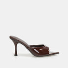 Brown Patent Leather High Heel Mules - shopaleena