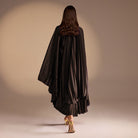 Brown Pleated Cape Midi Dress - shopaleena