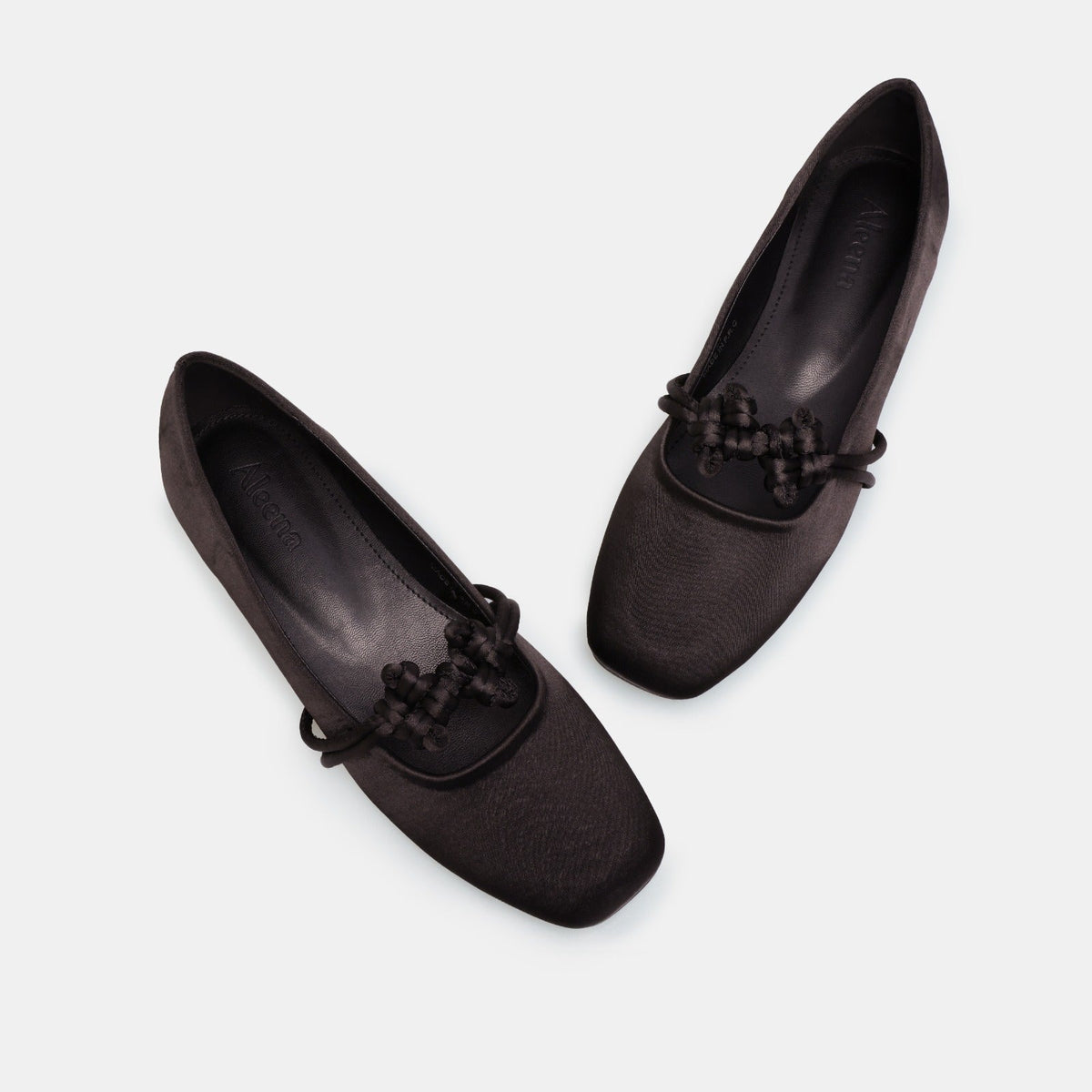 Brown Satin Knot Flats - shopaleena