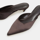 Brown Satin Pointed Toe Mules - shopaleena