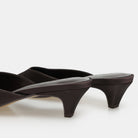 Brown Satin Pointed Toe Mules - shopaleena