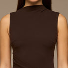 Brown Sleeveless A - line Crepe Maxi Dress - shopaleena