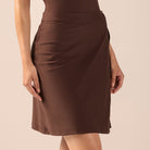 Brown Straight Swim Skirt - shopaleena