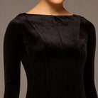 Brown Velvet Maxi Dress with Lace Godets - shopaleena